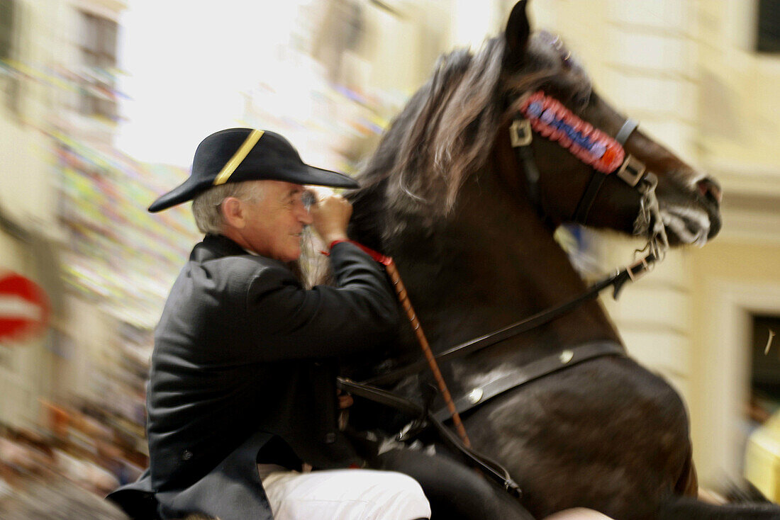 Jaleo. Typical horse festival. Festes de Gràcia. Maó. Menorca. Spain.