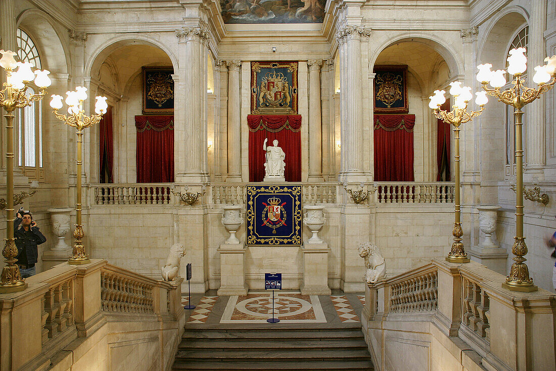 Halls stairs by Felipe Sabatini at the Royal Palace. Madrid. Spain