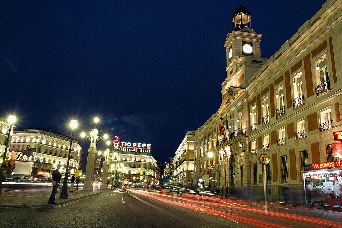 Puerta del Sol square. Night view. Madrid. Spain.