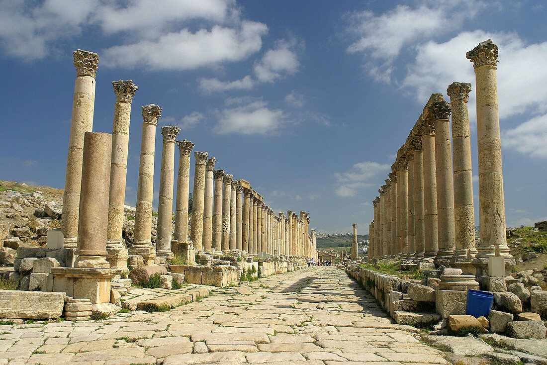 Columns lane, archaeological site of Jerash. Jordan