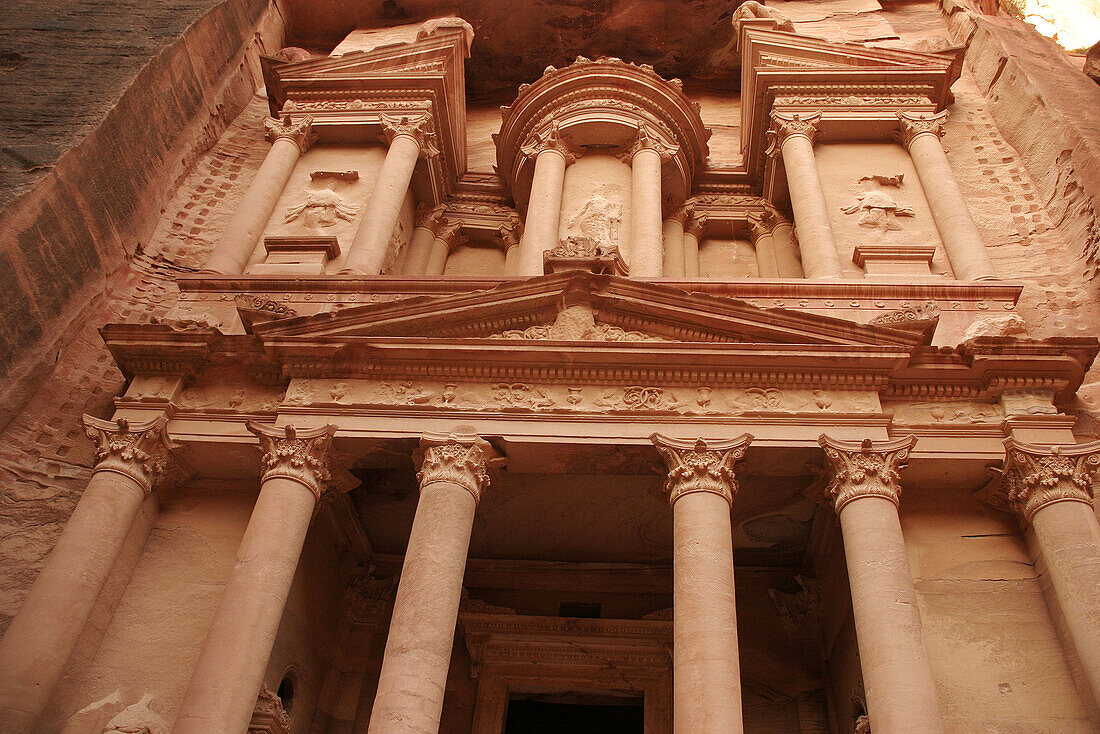 Façade of the Khasneh (Treasury) at Petra. Jordan