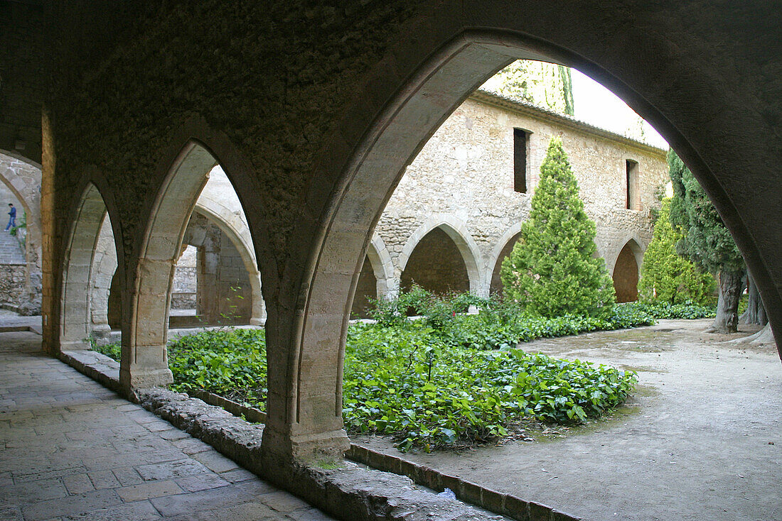 Cloister of Santes Creus Monastery. Cister route (XIII-XIVth century). Alt Camp. Tarragona province. Catalonia. Spain.