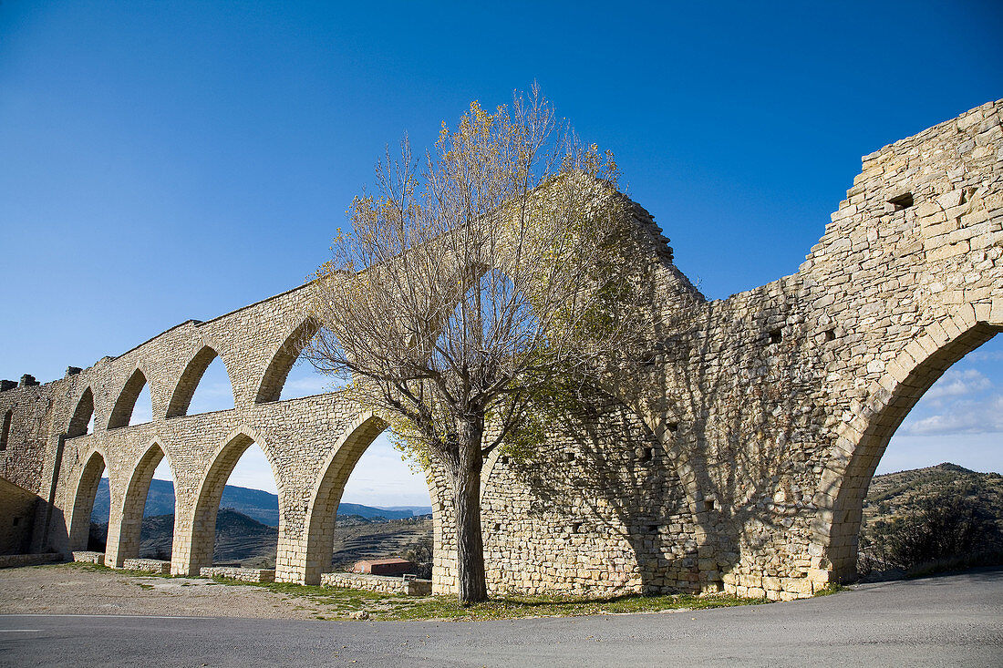 Aqueduct (XIVth century). Morella. Els Ports. Castellón province. Valencia. Spain