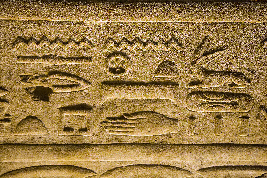 Stone relief indoors.Temple of Horus. Edfu. Egypt.
