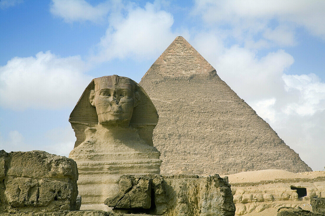The Sphinx and Cheops piramid. Gizeh. Cairo. Egypt