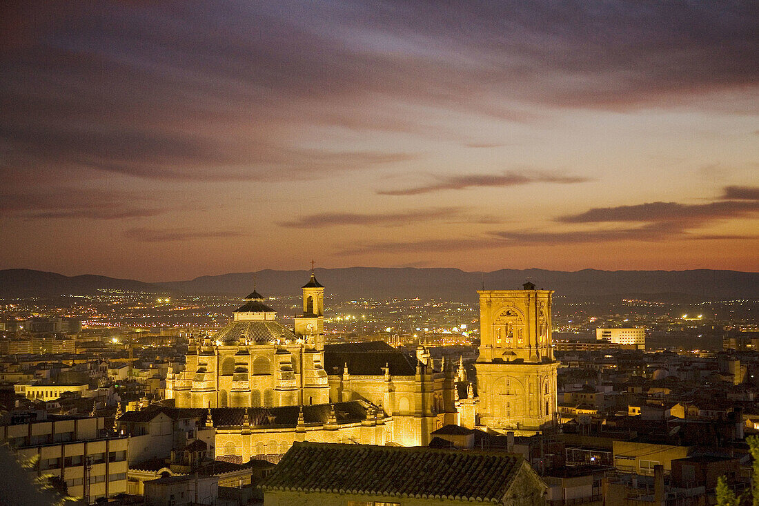 Cathedral at night. Granada. Andalusia. Spain