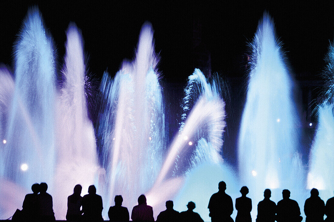 Colour fountains of Monjuic. Barcelona. Catalonia. Spain