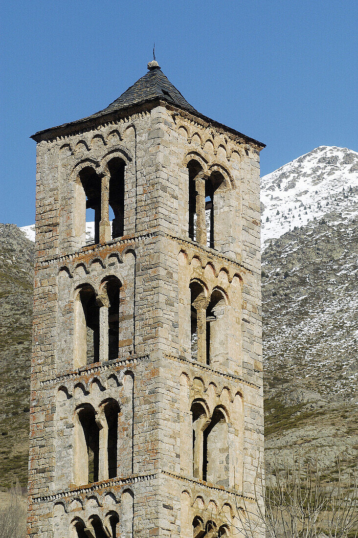 Church of Sant Climent tower. Taüll. Boí valley, Lleida province. Catalonia. Spain