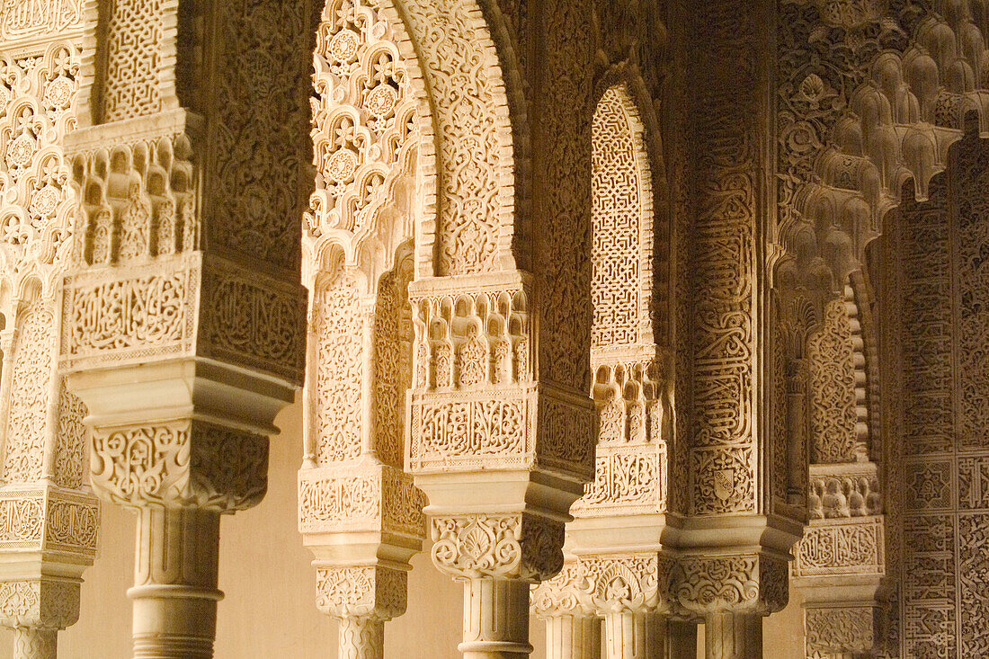 Detail of columns, Alhambra. Granada. Spain