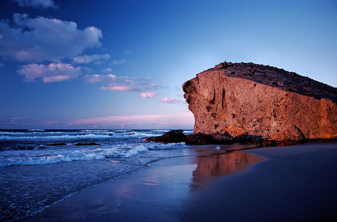 Volcanic rock on Monsur beach. Cabo de Gata, Almería province. Spain