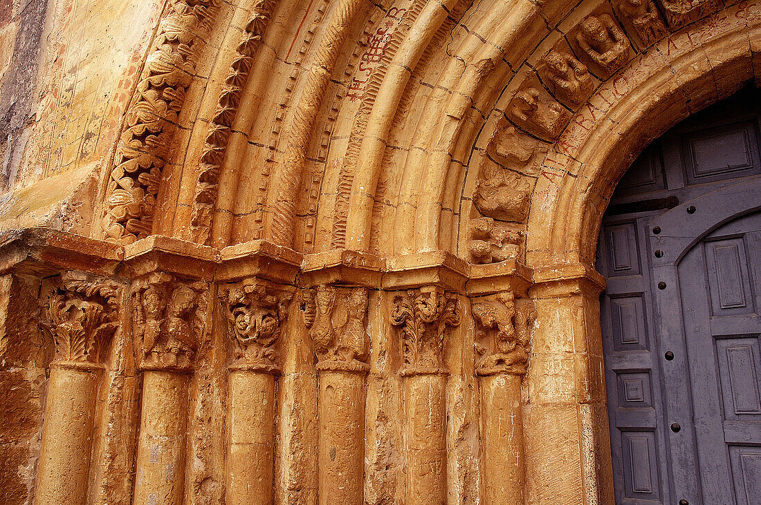 Romanesque gate. Escalada church. Burgos. Spain.