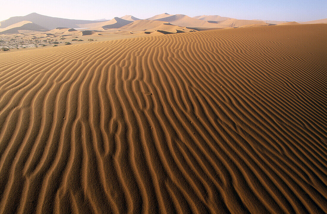 Desert dunes formations. Sossusvlei, Namib-Naukluft National Park, Namibia