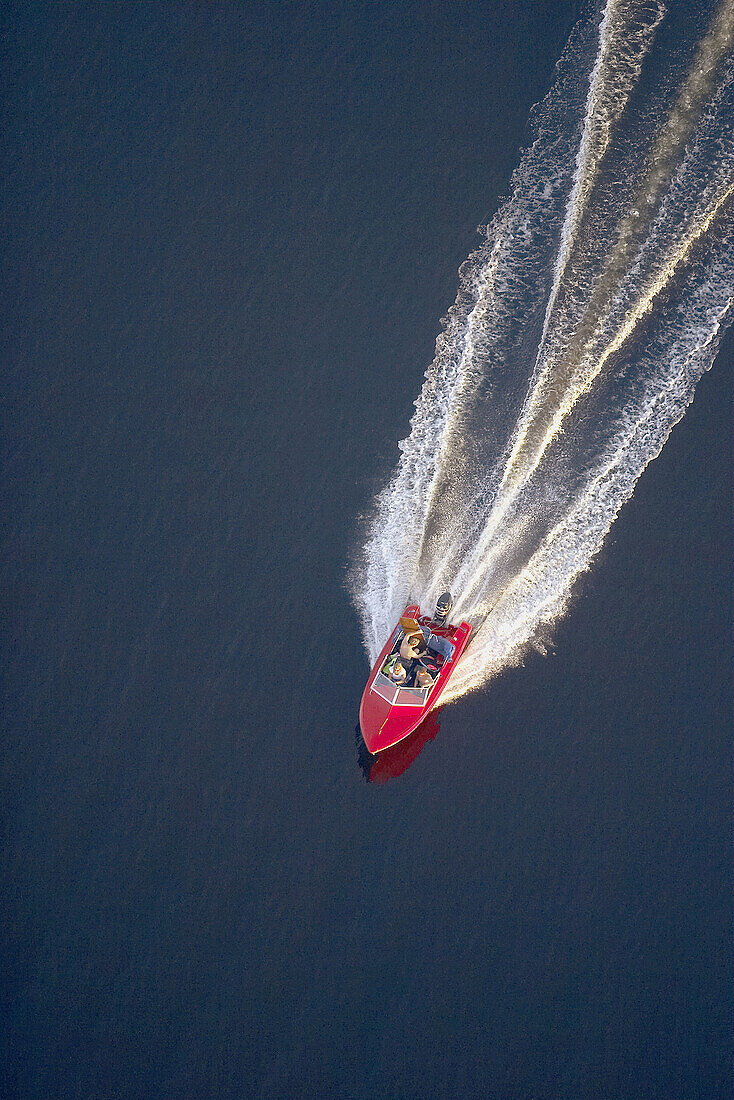 Speed boat in lake. Fryken. Sunne. Värmland. Sweden