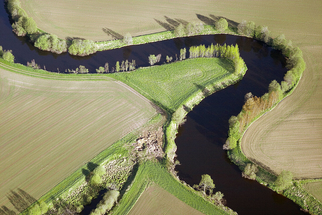 Stream in field landscape. Hultsfred. Småland. Sweden