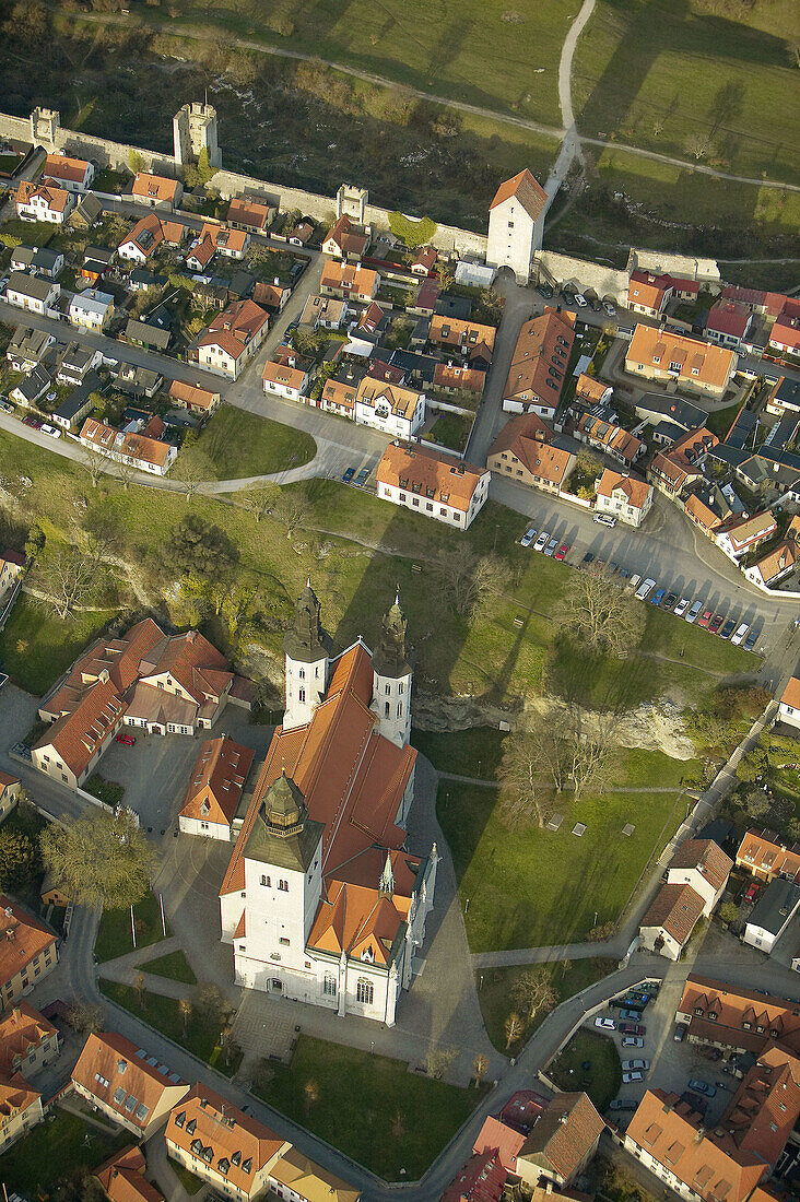 Old city, historical, aerial view. Visby. Gotland. Sweden