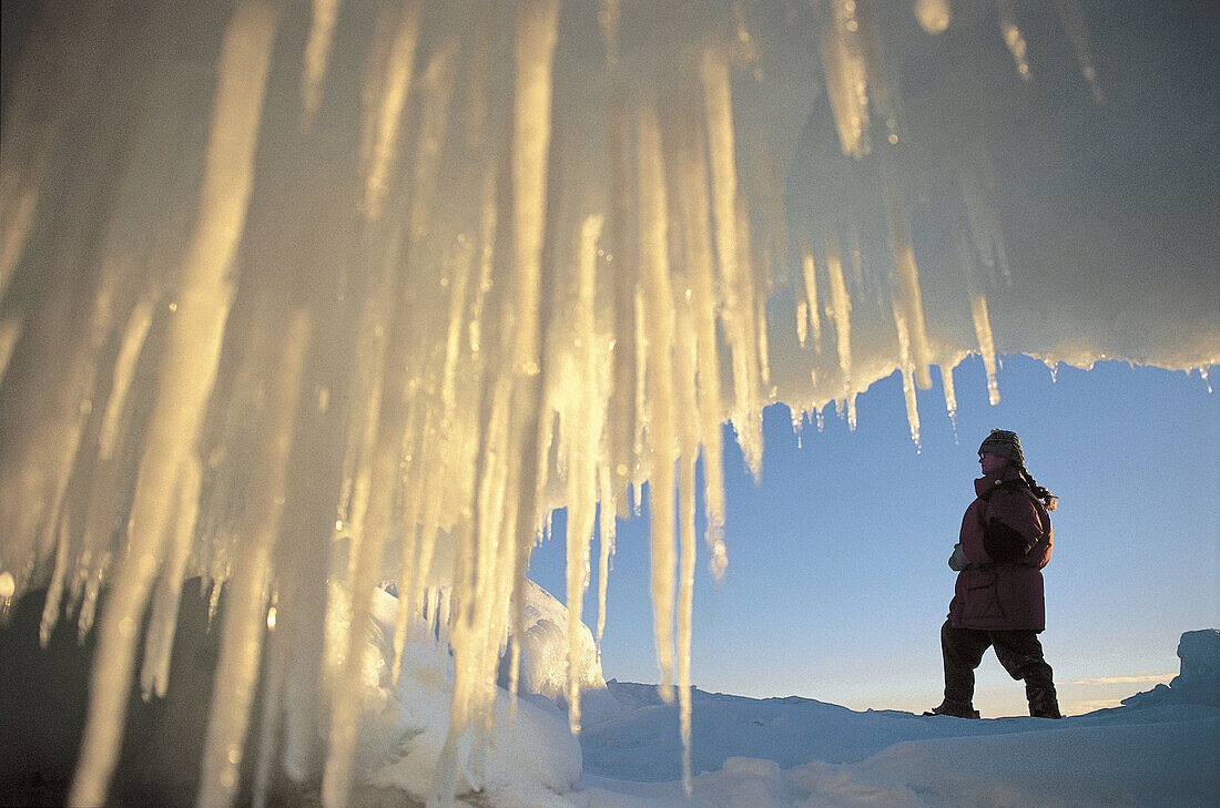 Woman in ice land. Västerbotten Sweden