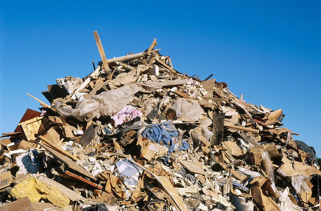 Assorted debris discarded in dump site. Laval. Quebec. Canada