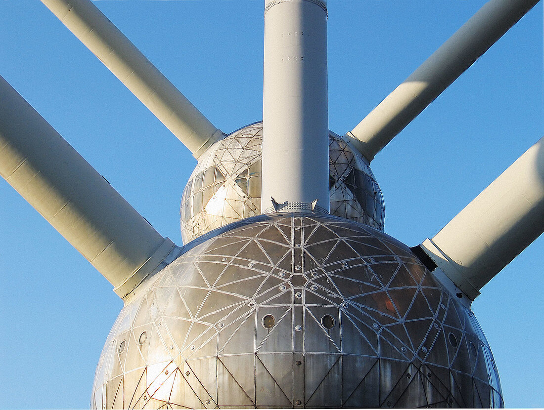 Detail of the Atomium in Brussels, Belgium