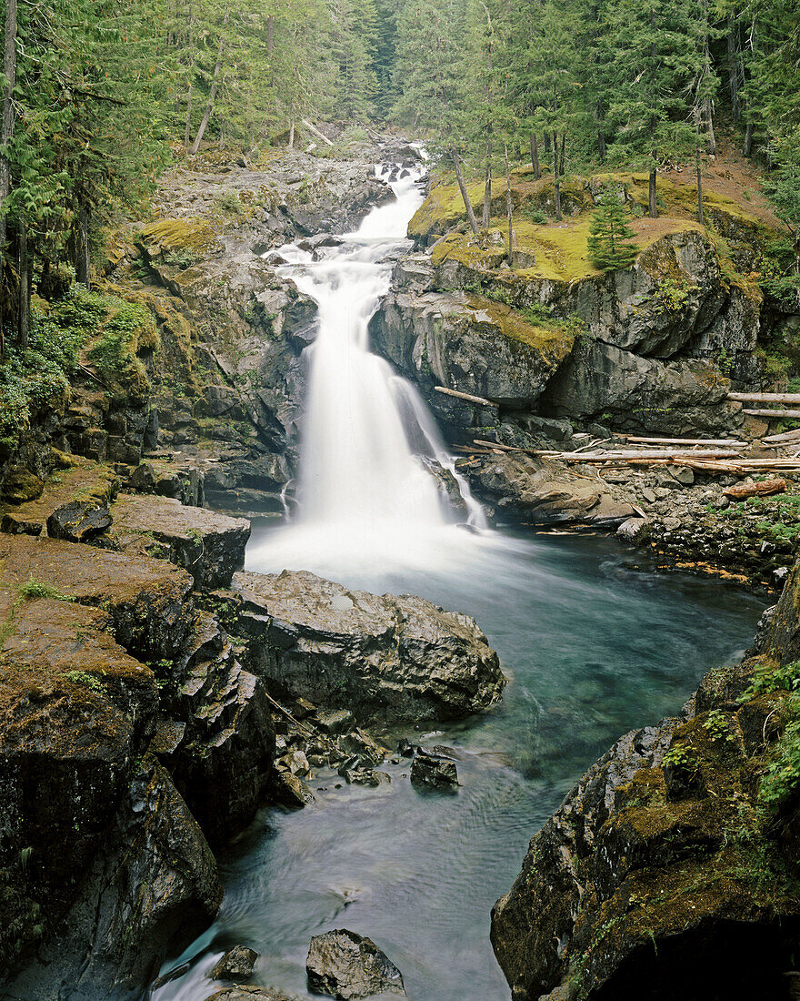 Silver Falls. Mount Rainier National Park.  Washington. USA.