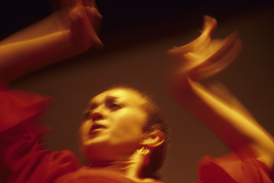 Flamenco dancing in a tablao. Cordoba. Andalusia region. Spain