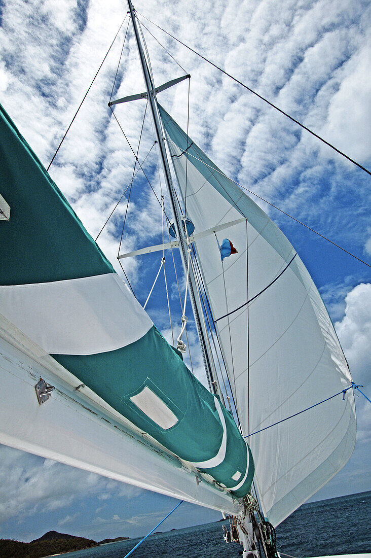 Sail of a catamaran. Antigua