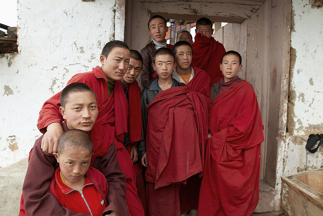 Monks in the monastery, Bhutan