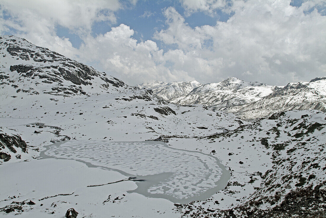 Snow covered lake, Nathula pass. India.