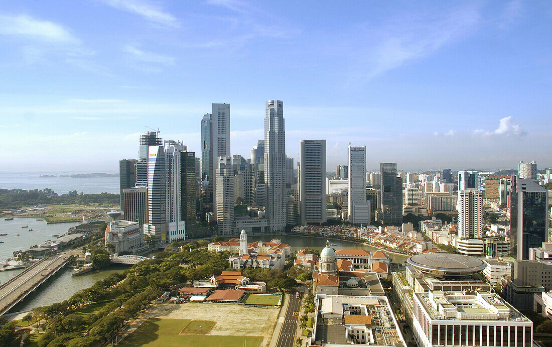 Singapore, Asia, South East Asia, The City, Business district, aerial view, skyscappers, building