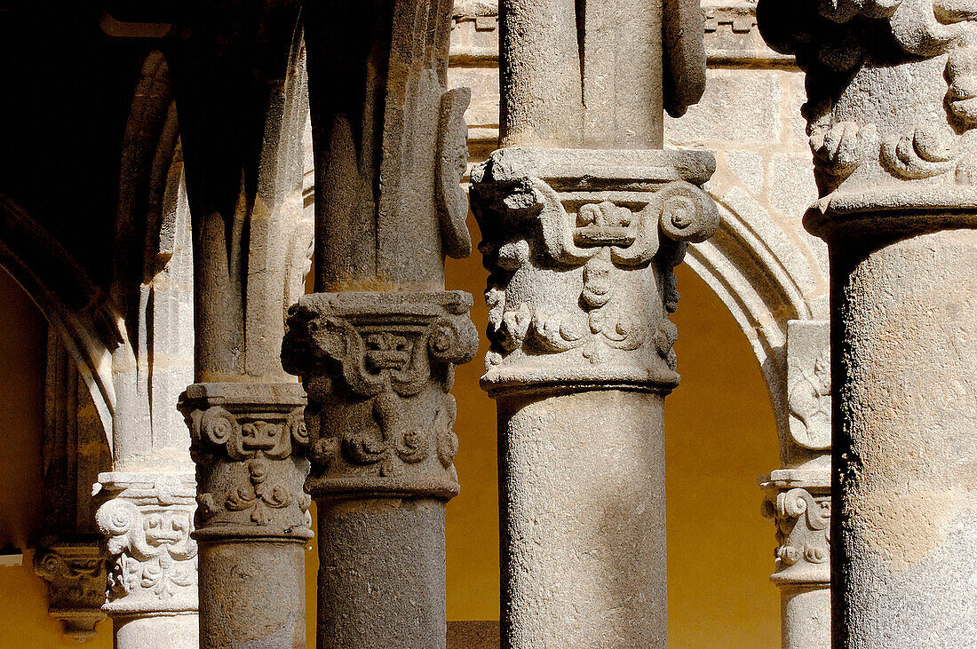 Detail of columns in the cloister, Yuste monastery. Cáceres province, Extremadura, Spain