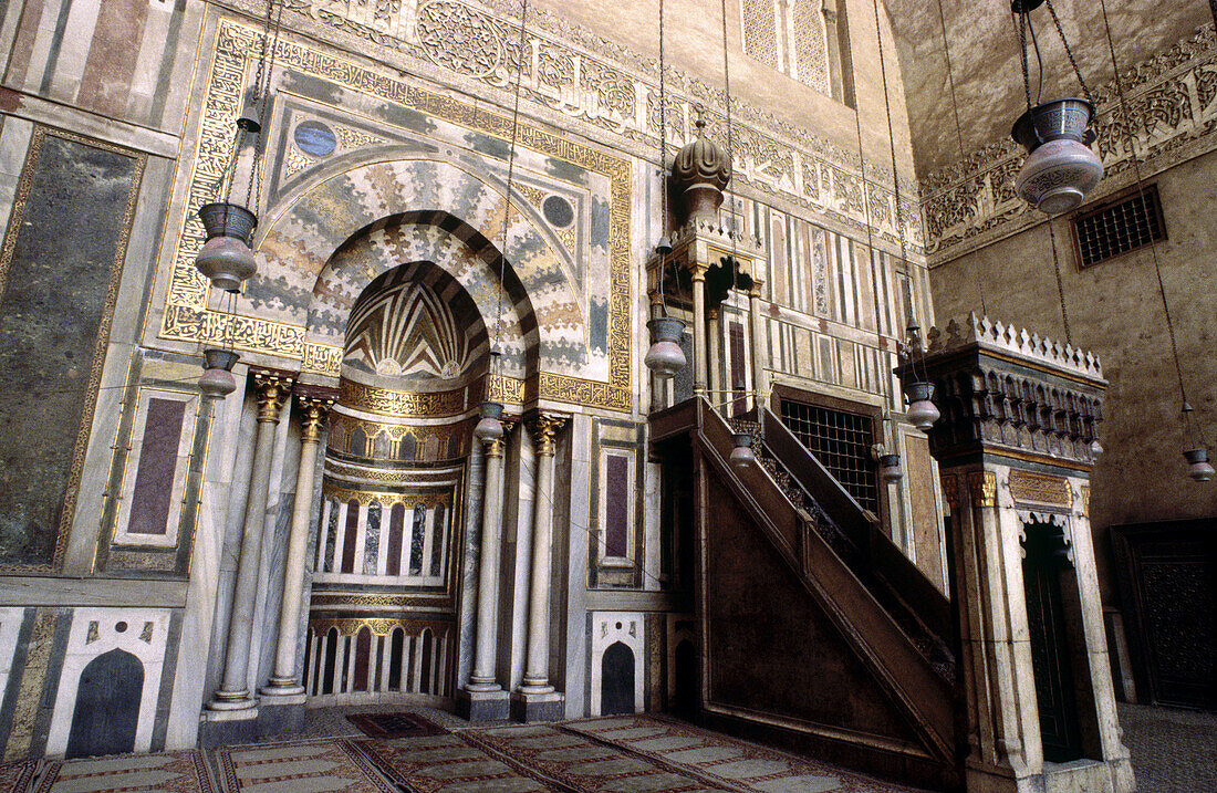 Minbar and mihrab in Sultan Hassan mosque. Cairo. Egypt