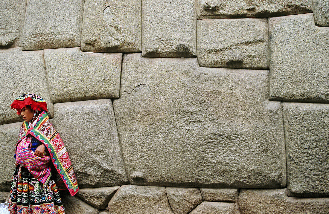 Incan wall of Archiepiscopate Palace. Cuzco. Peru.