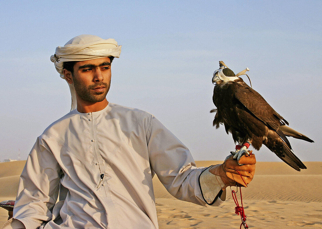 Man and his falcon, Dubai, United Arab Emirates