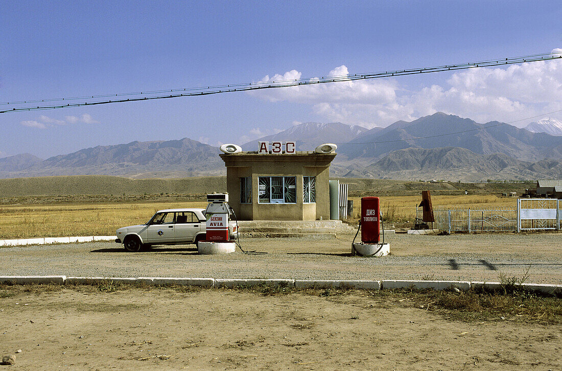 Petrol. Issyk-Kul lake. Kyrgyzstan.