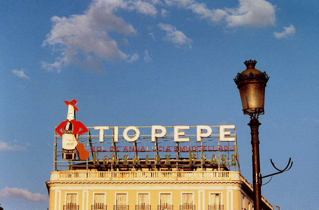 Tío Pepe sign at Puerta del Sol. Madrid, Spain