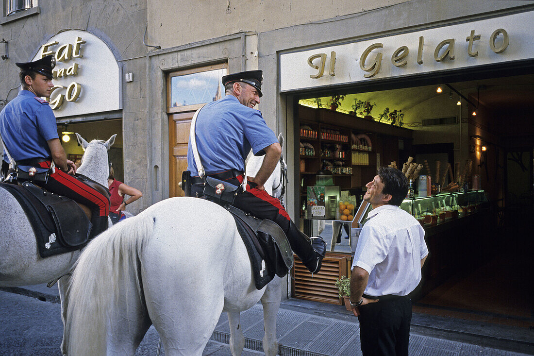 Policemen on horses, Florence. Tuscany, Italy