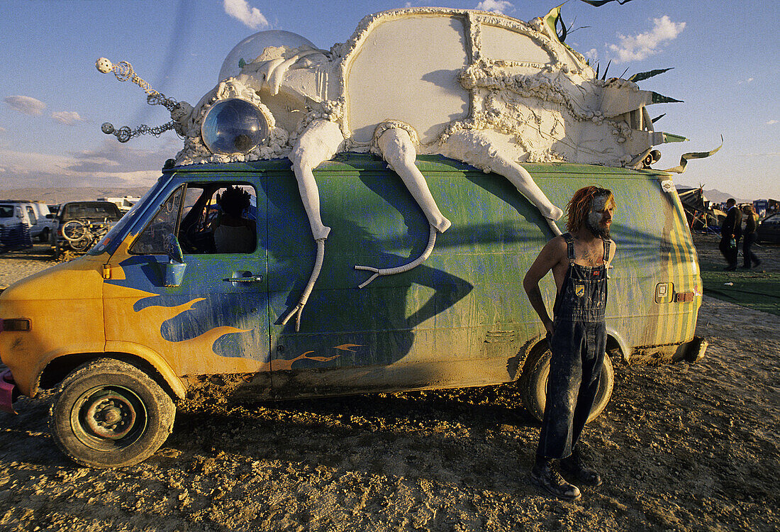 Van at Burning Man Festival. Nevada, USA