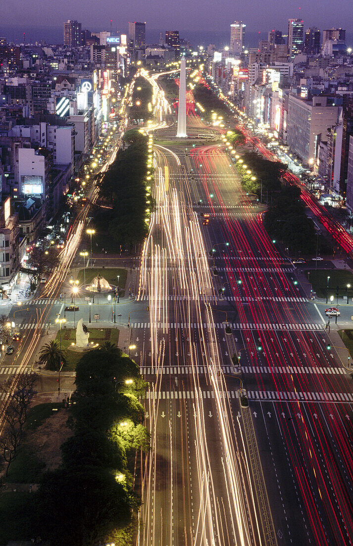 Avenida 9 de Julio (widest avenue in the world). Buenos Aires. Argentina