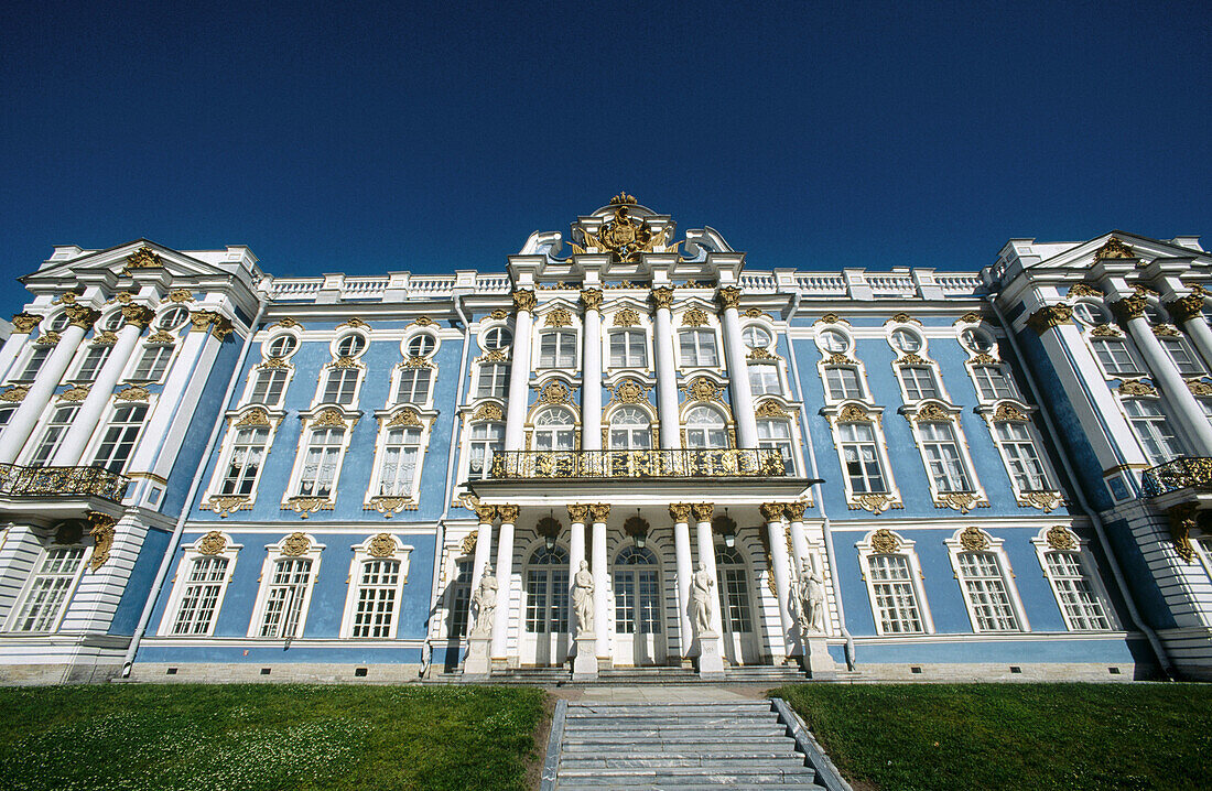 Facade of Catherine Palace, Pushkin. St. Petersburg, Russia