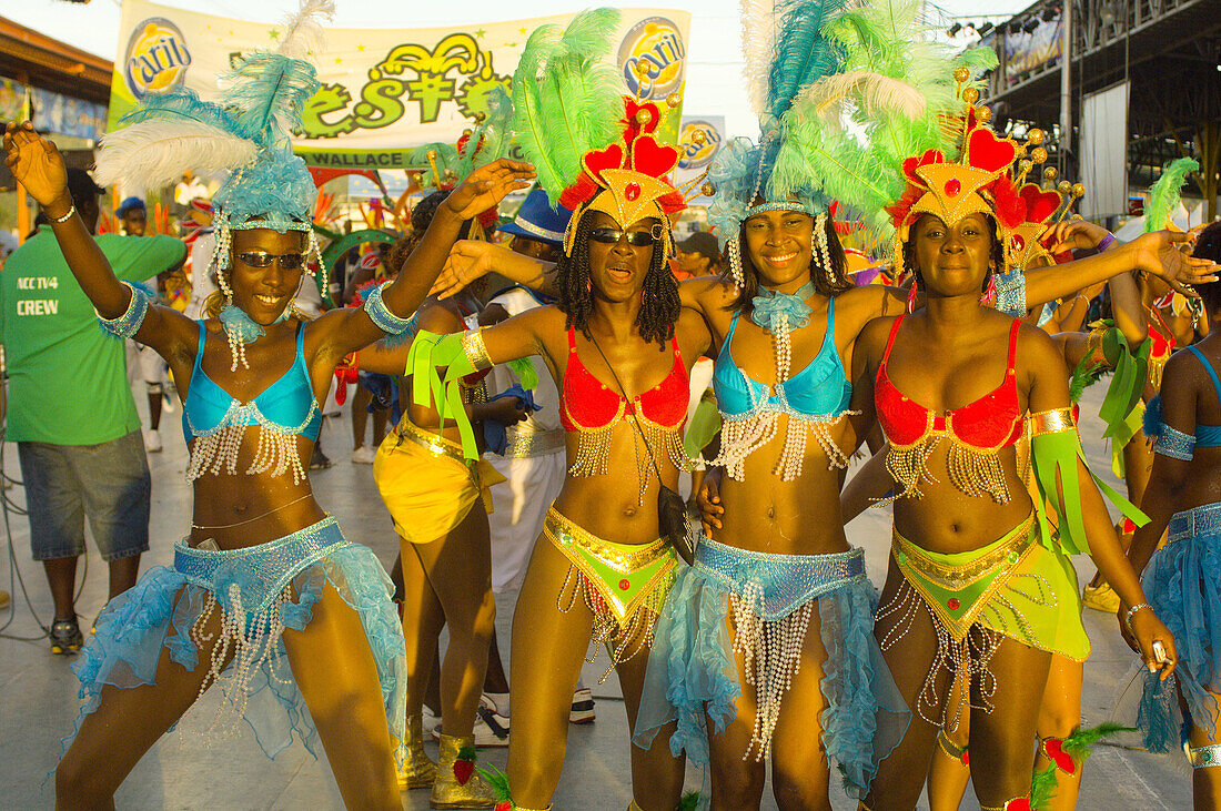 Women in bikini mas (Carnival costumes) at the Trinidad Carnival, Queens Park Savannah, Port of Spain, Island of Trinidad, Trinidad and Tobago