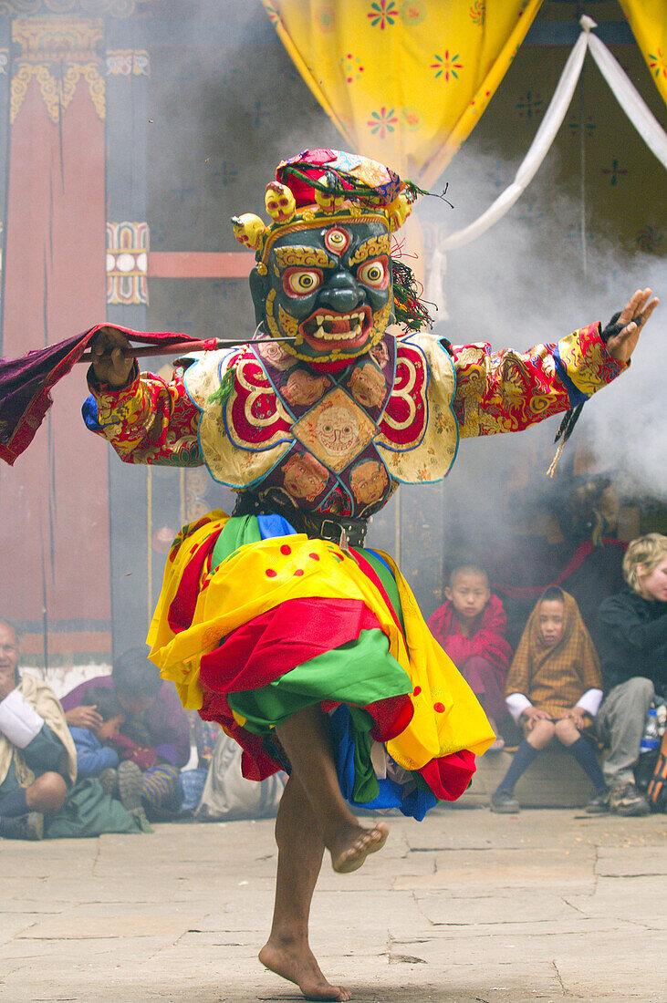 Dance of the Eight Kinds of Spirits, Paro Tsechu (festival), Paro Dzong, Paro, Bhutan