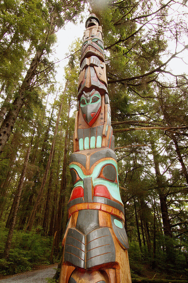 Totem poles, Totem Trail, Sitka National Historical Park, Sitka, Alaska