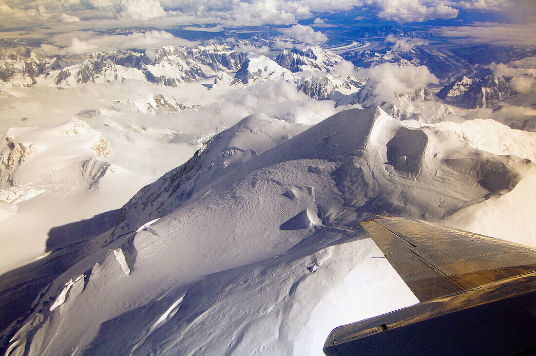 Aerial views of Mt. Hunter (near Mt. McKinley), the Alaska Range, Denali National Park, Alaska
