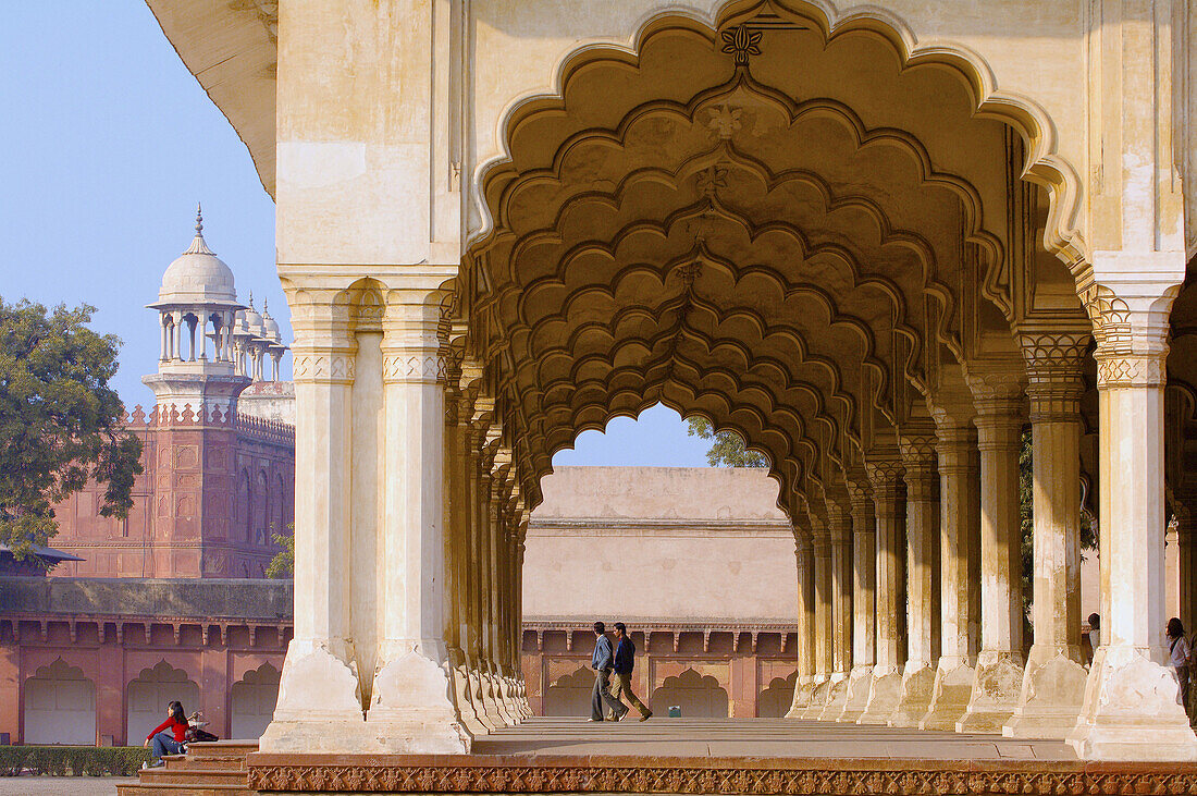 Columns and arches, Agra Fort (Red Fort of Agra), Agra, Uttar Pradesh, India