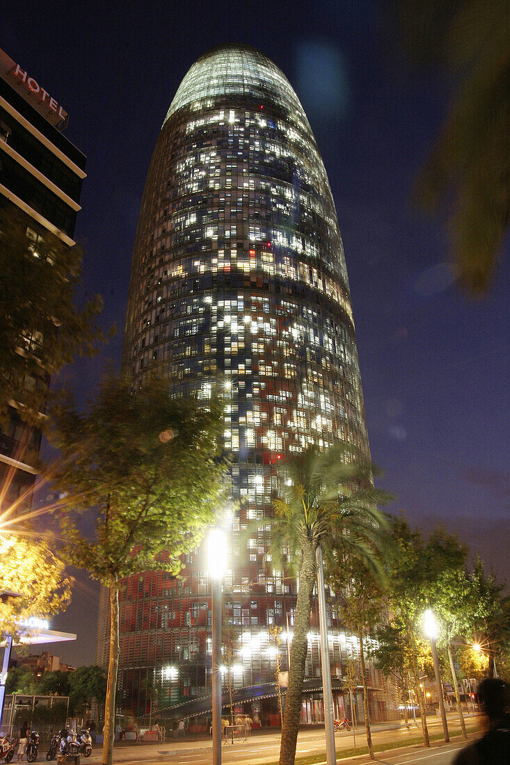 Agbar Tower at night, Barcelona. Catalonia, Spain