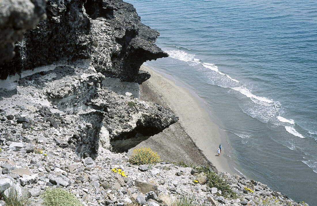 Volcanic cliffs, Barronal beach. Cabo de Gata, Almería province. Andalusia, Spain
