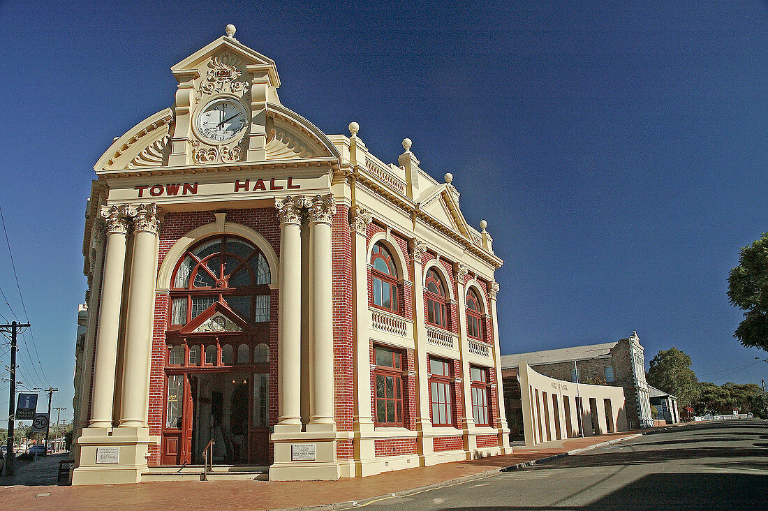 Town Hall and street scene in York, a historic town in the Avon Valley near Perth in Western Australia