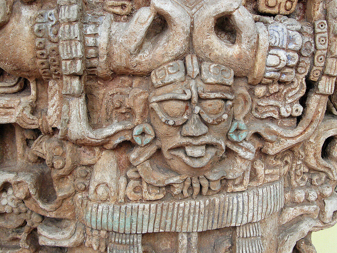 Maya sculpture in museum, Mérida. Yucatán, Mexico