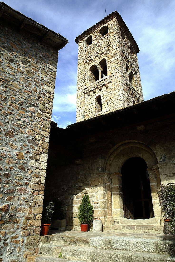 Romanesque church of Sant Vicenç (11th-12th century), Espinelves. Girona province, Catalonia, Spain