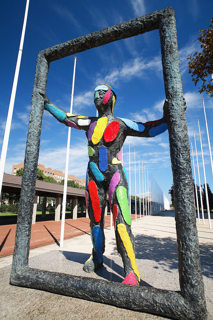 Sculpture Marc by Robert Llimós (1997) at Nova Icària, Barcelona. Catalonia, Spain