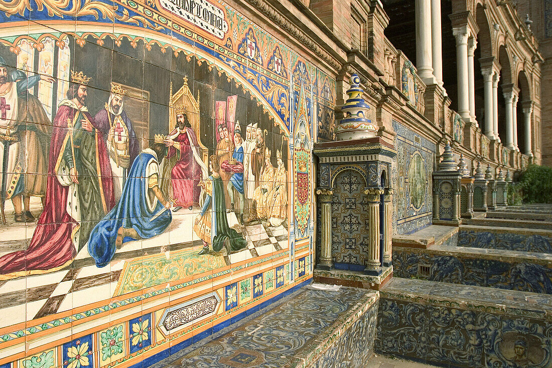 Tiles detail in plaza de España, Sevilla. Spain.
